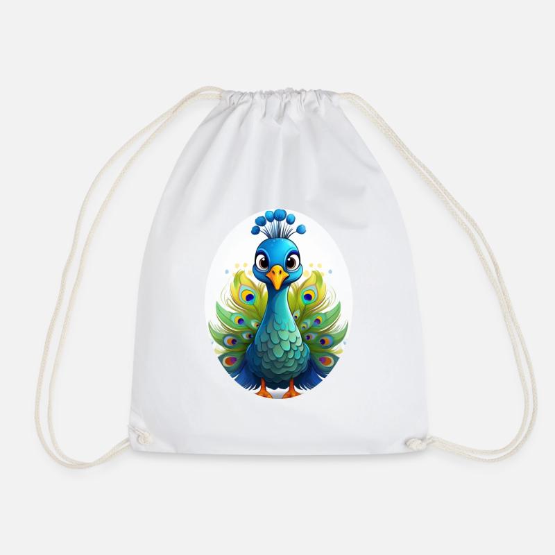 Pfau - Turnbeutel - Weiß