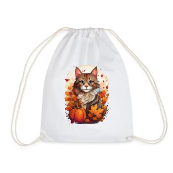 Cat in autumn - Drawstring Bag - white - Front