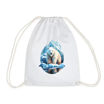 Polar bear between and snow – climate change - Drawstring Bag - white - Front