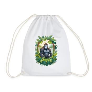 Gorilla in the jungle - Drawstring Bag - white - Front