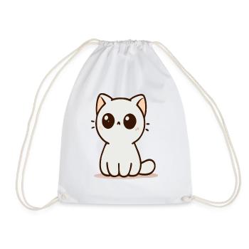 Cat - Drawstring Bag - white - Front