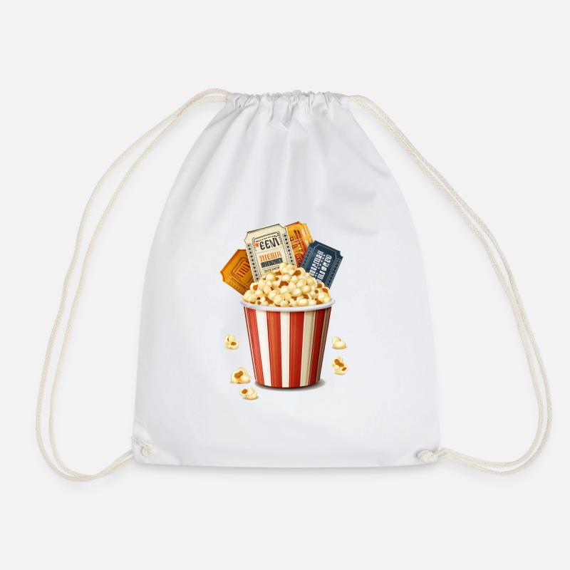 Ins Kino mit Popcorn und Eintrittskarten - Turnbeutel - Weiß