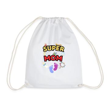 Super Mom - Liebevolle Mama mit süßen Baby-Icons - Turnbeutel - Weiß - Vorne