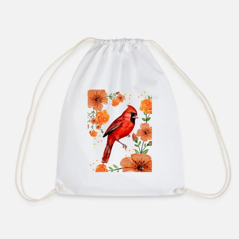 Sparrow and sunflower - Drawstring Bag - white
