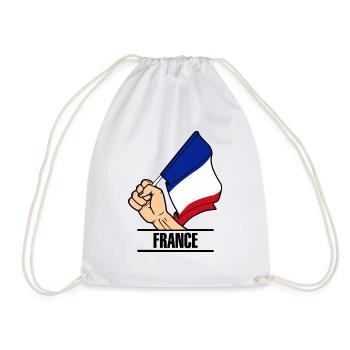 Flag France fist text FRANCE - Drawstring Bag - white - Front