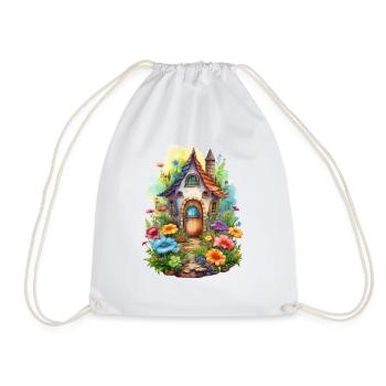 Fantasy house with enchanted garden - Drawstring Bag - white - Front