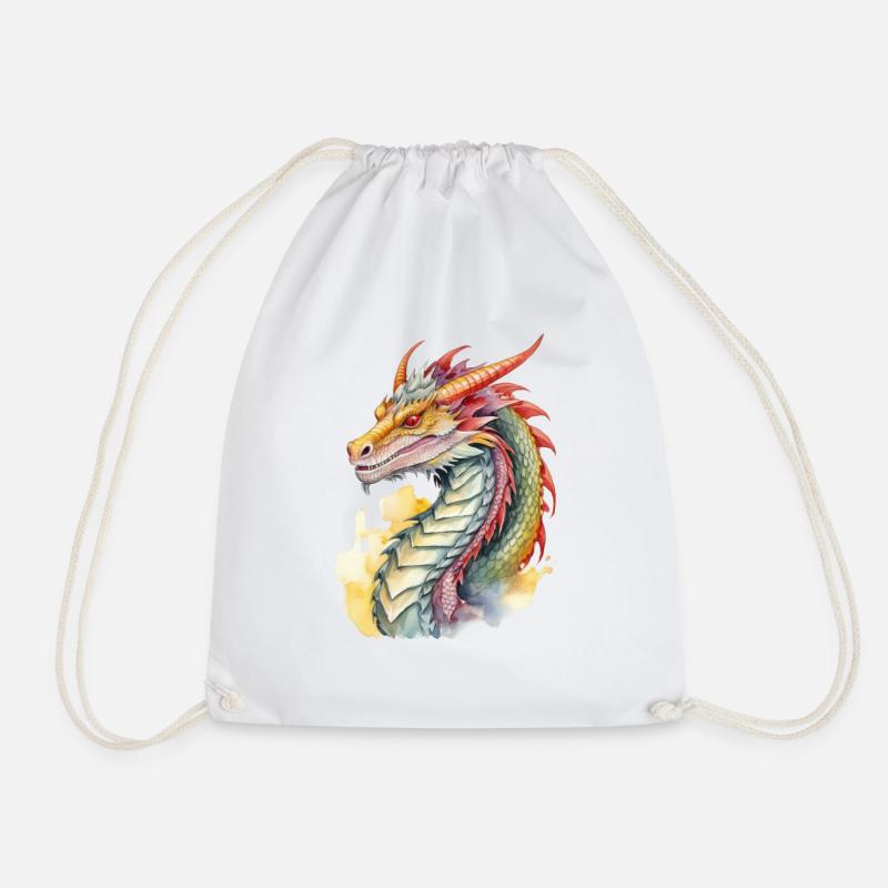 Drache - Turnbeutel - Weiß