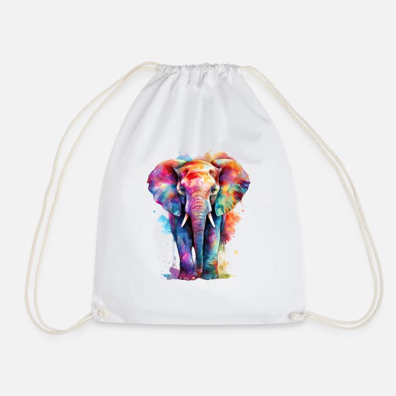 Ein bunter Elefant - Turnbeutel - Weiß
