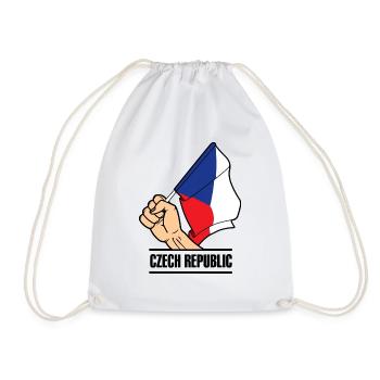 Flag: Czech Republic fist text CZECH REPUBLIC - Drawstring Bag - white - Front