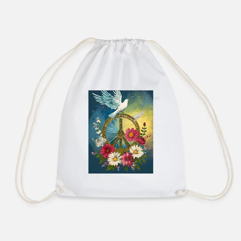 Peace - Drawstring Bag - white