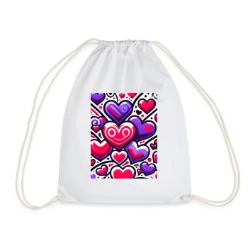 Vibrant Heart Pop Art T-Shirt – Drücken Sie Ihre Liebe aus - Turnbeutel - Weiß - Vorne