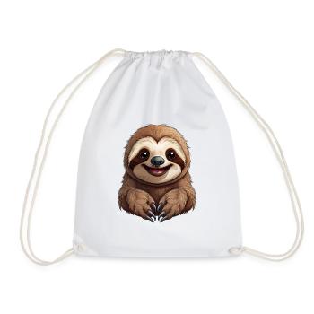 A happy sloth - Drawstring Bag - white - Front