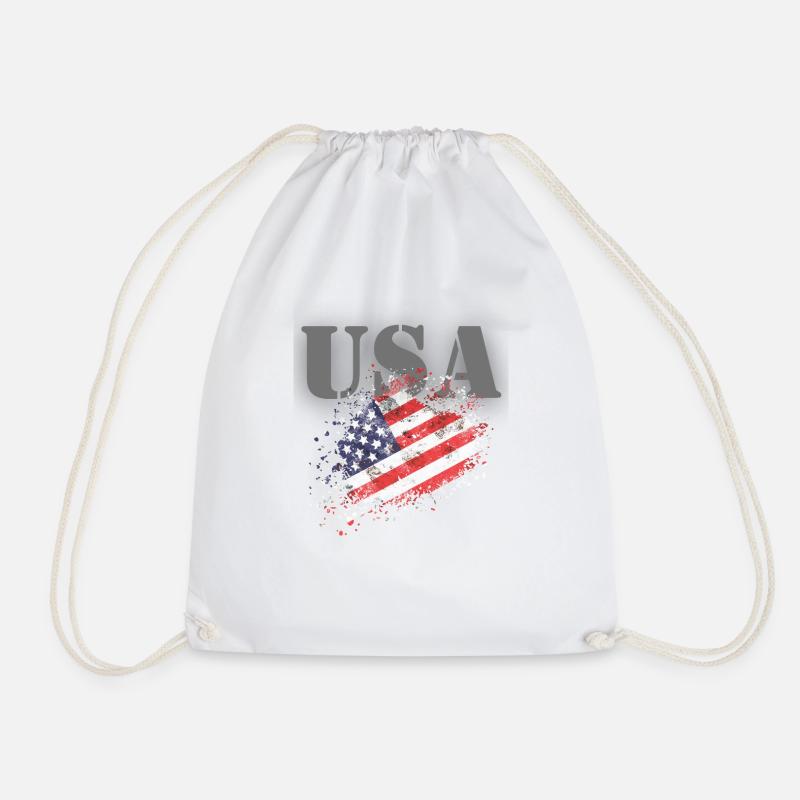 USA with flag - Drawstring Bag - white