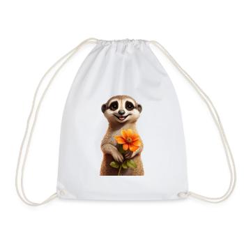 Suricate avec fleur - Sac de sport léger - blanc - Devant