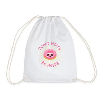 Donut worry be happy - Drawstring Bag - white - Front