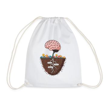 Brain Growth Tree – Knowledge and Wisdom Illustrat - Drawstring Bag - white - Front