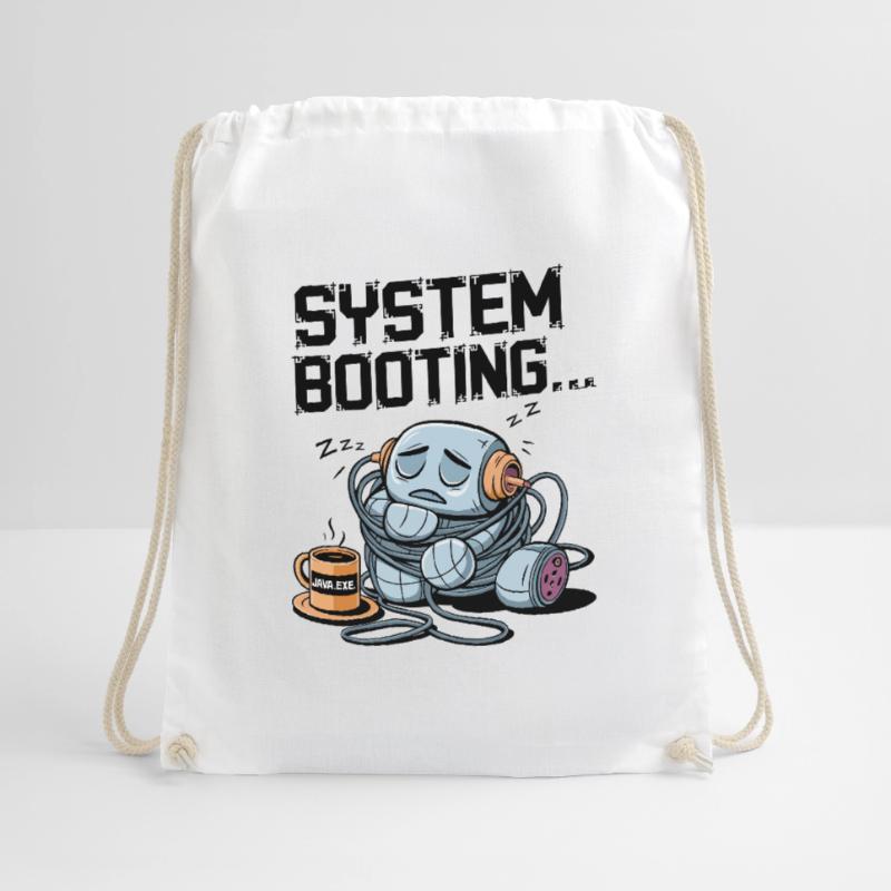 Sleepy Robot Booting avec du café Java.exe - Drôle Sac de sport léger