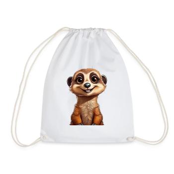 Cute, happy meerkat - Drawstring Bag - white - Front