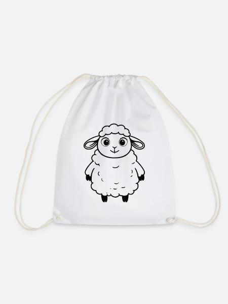 Flauschiges Schaf als Vektorgrafik - Turnbeutel - Weiß