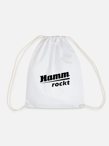 Hamm rockt - Textdesign mit Stadtnamen - Turnbeutel - Weiß