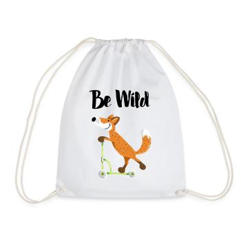 Be Wild Fuchs mit seinem Roller - Kinder - Lustig - Turnbeutel - Weiß - Vorne