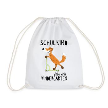 Schulkind und winke Kindergarten - Einschulung - Turnbeutel - Weiß - Vorne