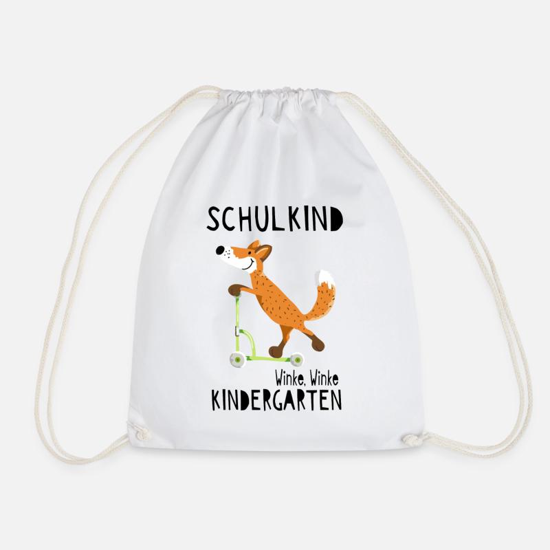 Schulkind und winke Kindergarten - Einschulung - Turnbeutel - Weiß
