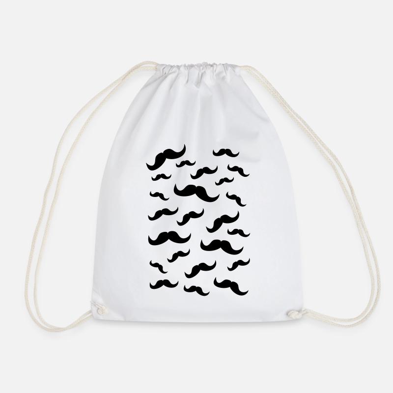 Mustachios - Drawstring Bag - white