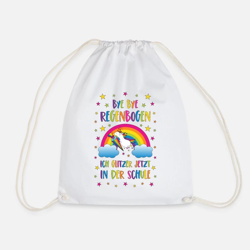 Einschulung Einhorn Bye Bye Regenbogen Schule - Turnbeutel - Weiß