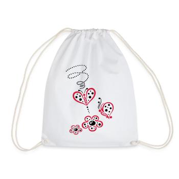 Colorful butterflies with flowers, summer meadow - Drawstring Bag - white - Front