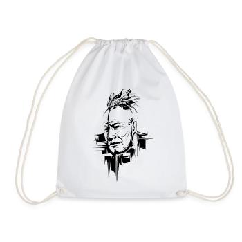 Indian Indian Chief Tattoo Symbol Sketch - Drawstring Bag - white - Front