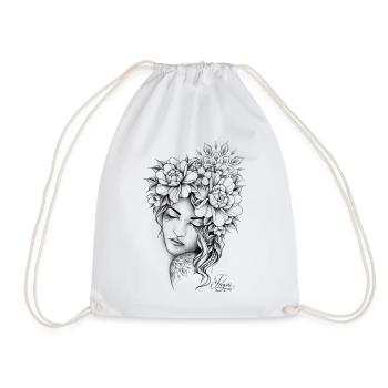 Peony ornamental woman - Drawstring Bag - white - Front