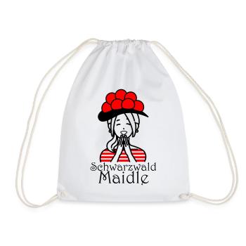 Lustiges Schwarzwald Maidle Bollenhut Design - Turnbeutel - Weiß - Vorne