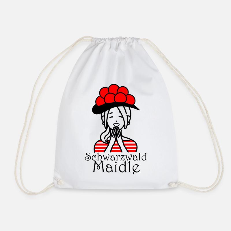 Lustiges Schwarzwald Maidle Bollenhut Design - Turnbeutel - Weiß