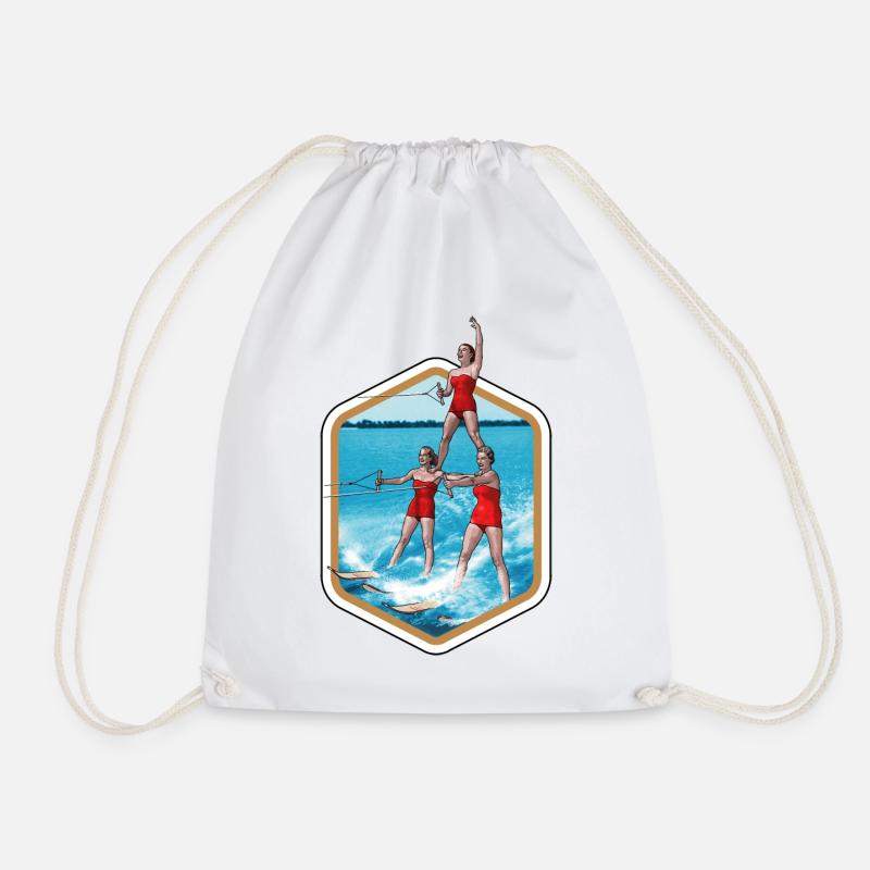 Water skiing and acrobatics - Drawstring Bag - white