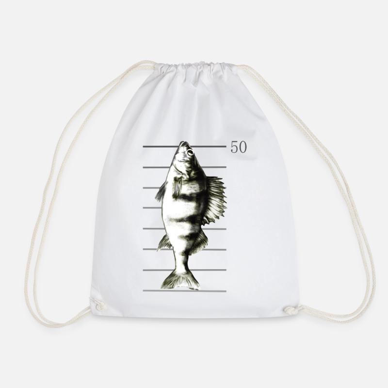 Perch Fishing - Drawstring Bag - white