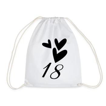 18. 18 YEARS OLD. 18th ANNIVERSARY. BIRTHDAY 18 YEARS. - Drawstring Bag - white - Front