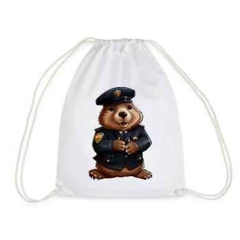 Beaver Police - Drawstring Bag - white - Front