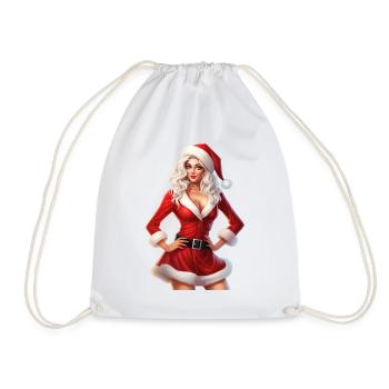 Santa Woman Sexy Seductive Christmas - Drawstring Bag - white - Front