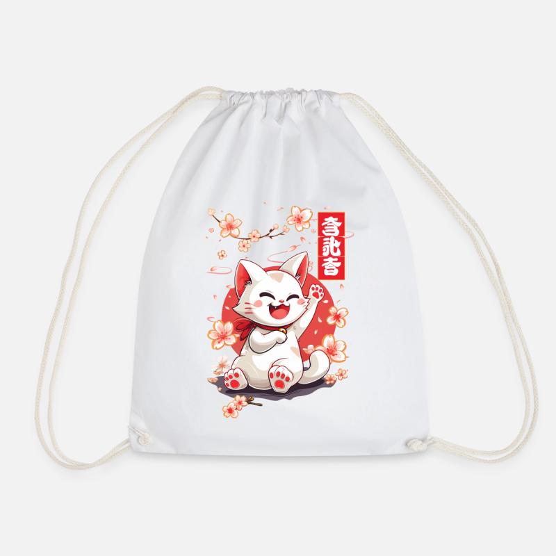 Maneki Neko - Turnbeutel - Weiß