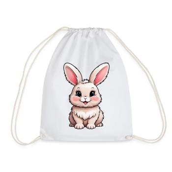 Cute Cartoon Kids Bunny Rabbit - Drawstring Bag - white - Front