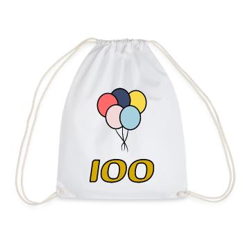 100. 100 YEARS. 100th ANNIVERSARY. BIRTHDAY 100 - Drawstring Bag - white - Front