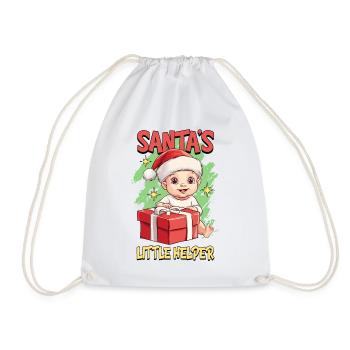 Weihnachten Baby Kind Süß Niedlich Lustig Spruch - Turnbeutel - Weiß - Vorne