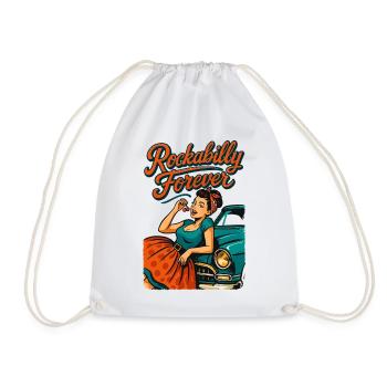 Rockabilly Forever Cherries Wife 50s Gift - Drawstring Bag - white - Front