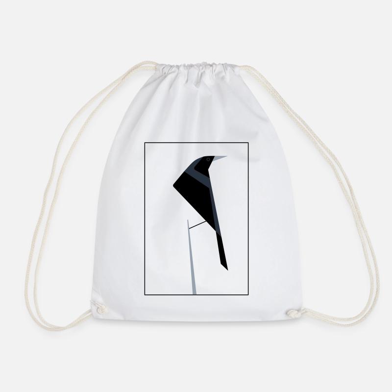 Abstract Ibis silhouette - Drawstring Bag - white