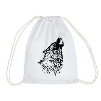 Nordic Wolf Tribal Tattoo - Drawstring Bag - white - Front