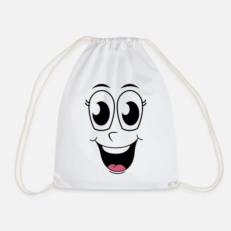 Happy Face  - Drawstring Bag - white