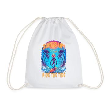Alien Surfer - Drawstring Bag - white - Front