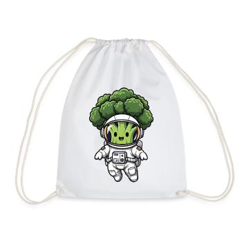 Broccoli Astronaut in Space Spaceship Vegetables - Drawstring Bag - white - Front