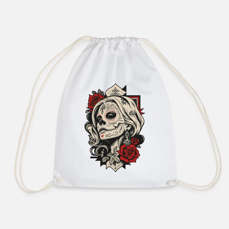 Sugar Skull Queen Rosen - Turnbeutel - Weiß
